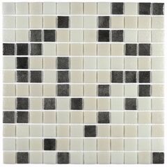 Мозаика стеклянная Atlantis Nero 315х315 белая Bonaparte mosaic