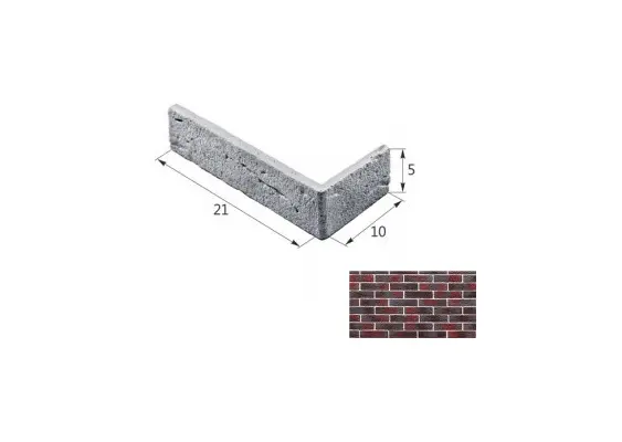 Искусственный декоративный камень Тонкий кирпич угловой элемент 06-10 бордовый Forester